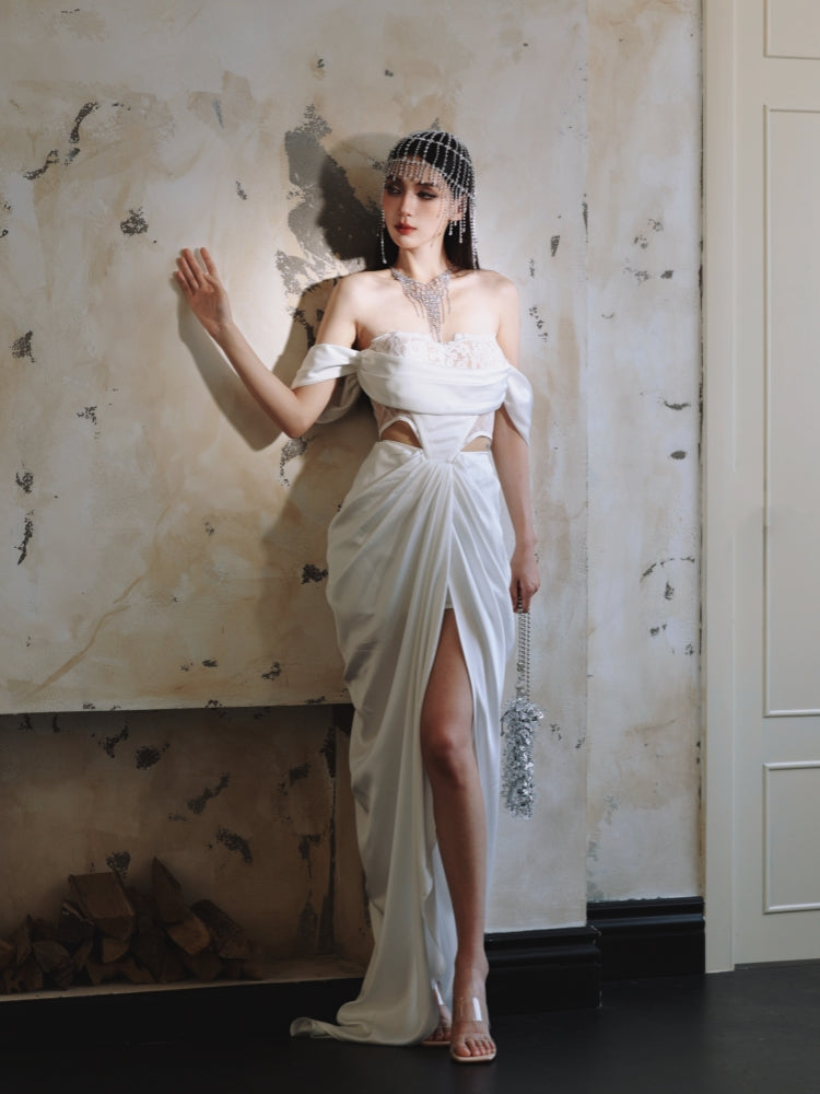 Dollytang Elizabeth Strapless Cutout Split Maxi Dress