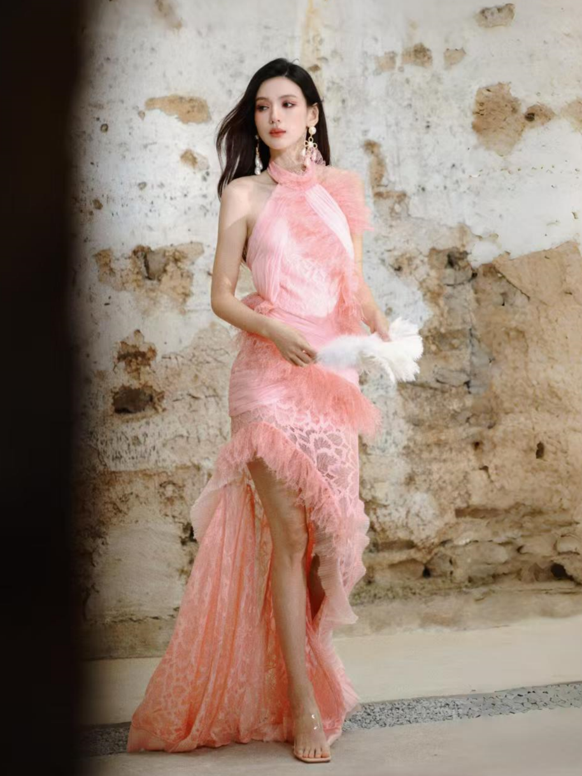 Dollytang Utahime Complex Laminated Lace Maxi Dress