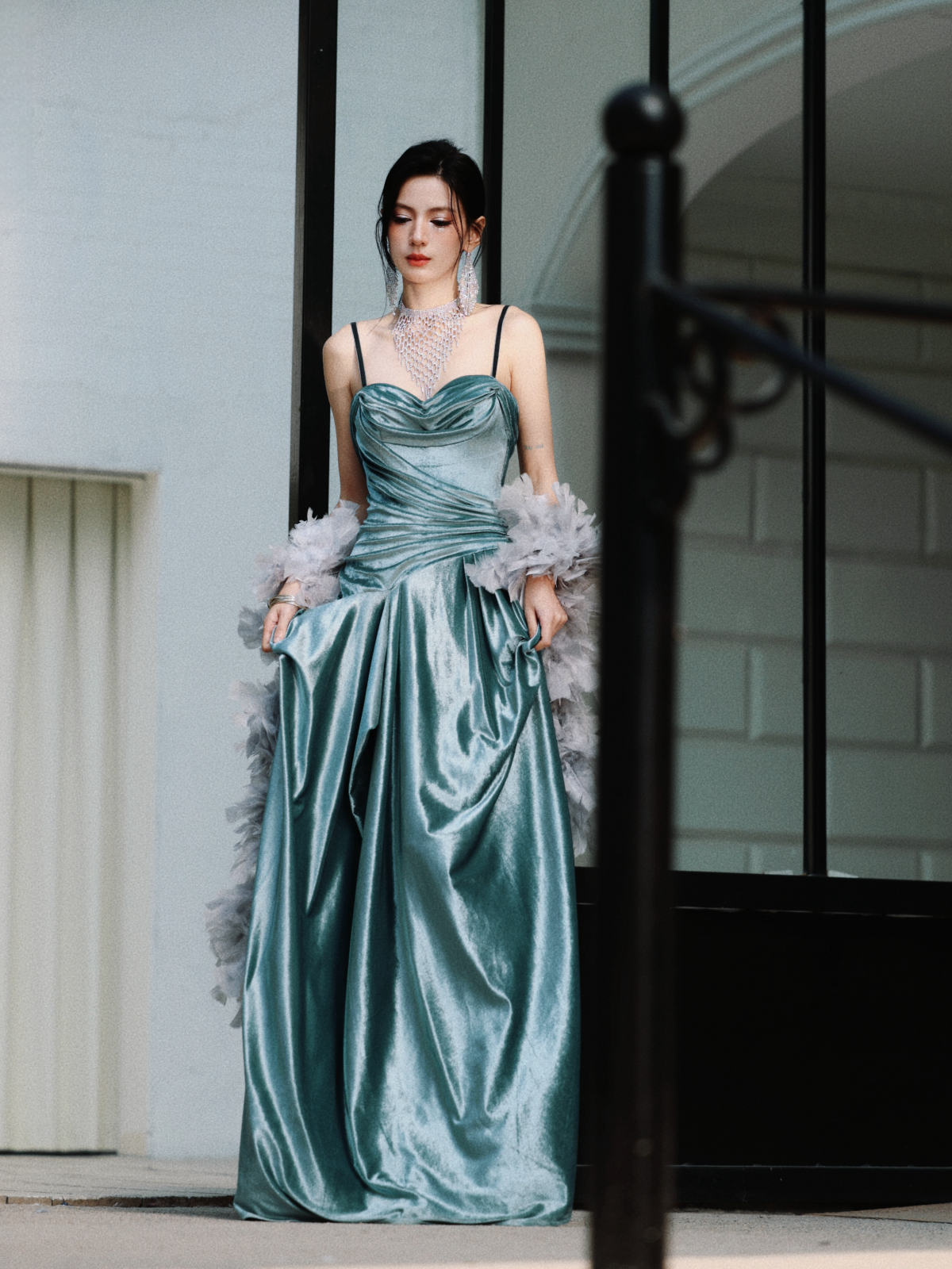 Dollytang Haze Spaghetti Velvet Maxi Dress