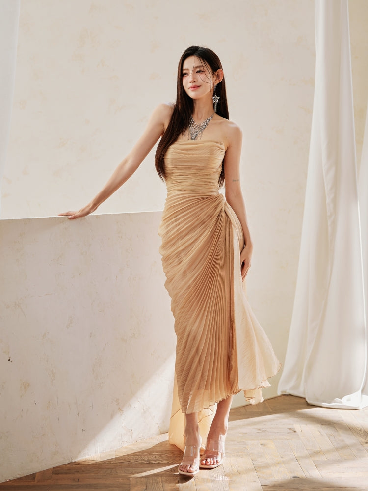 Dollytang Dorothy Strapless Plisse Midi Dress dollytang Dollytang Dorothy Strapless Plisse Midi Dress dollytang