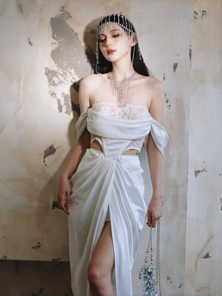 Dollytang Elizabeth Strapless Cutout Split Maxi Dress