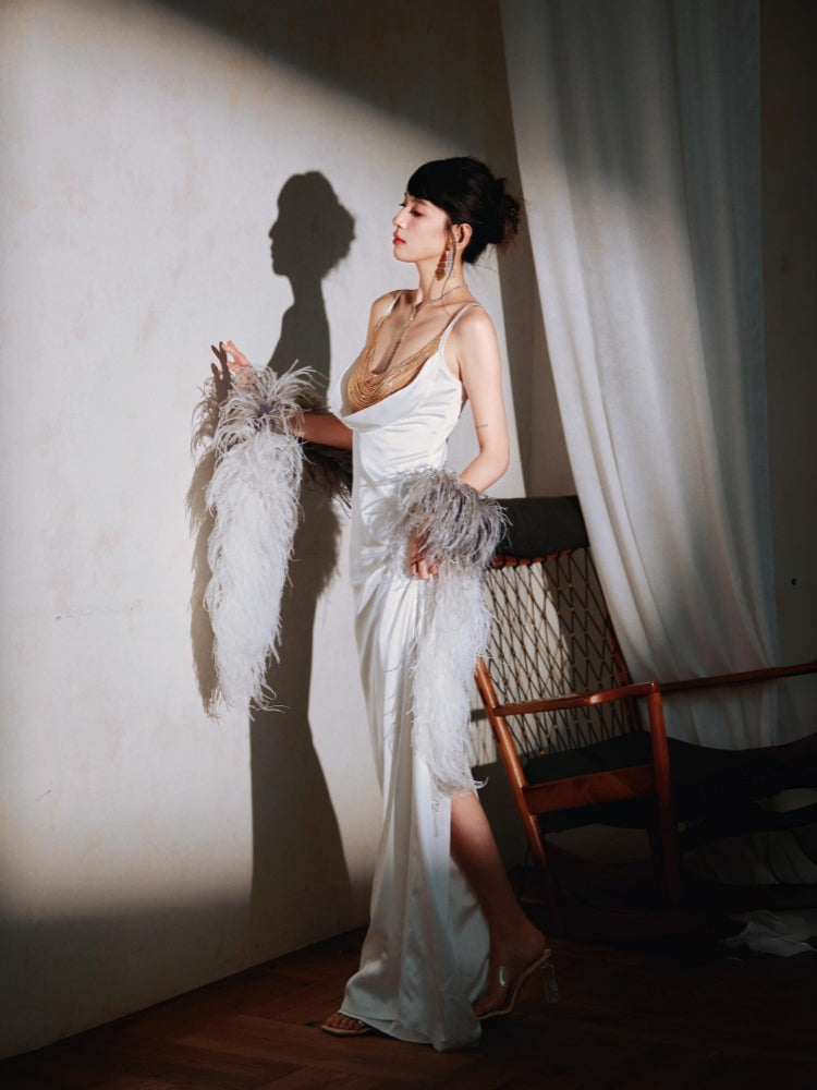 Dollytang Floating Dream Spaghetti Metal Chain Maxi Dress