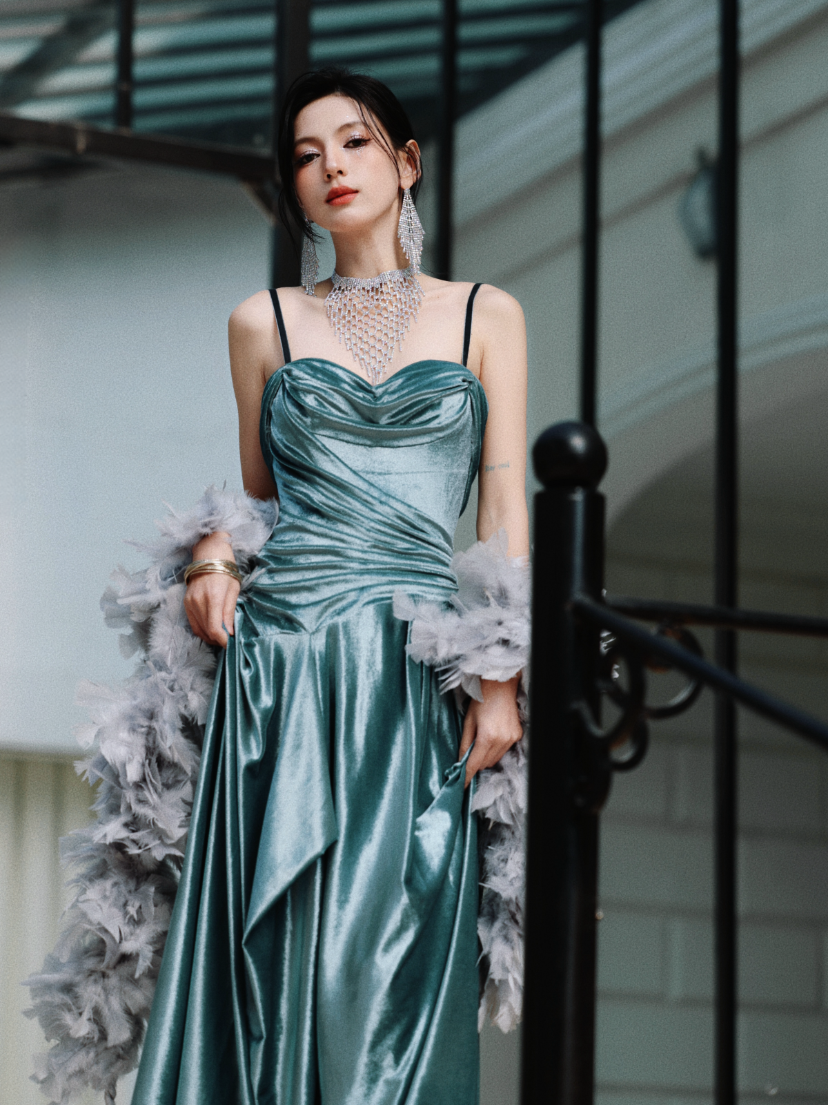 Dollytang Haze Spaghetti Velvet Maxi Dress