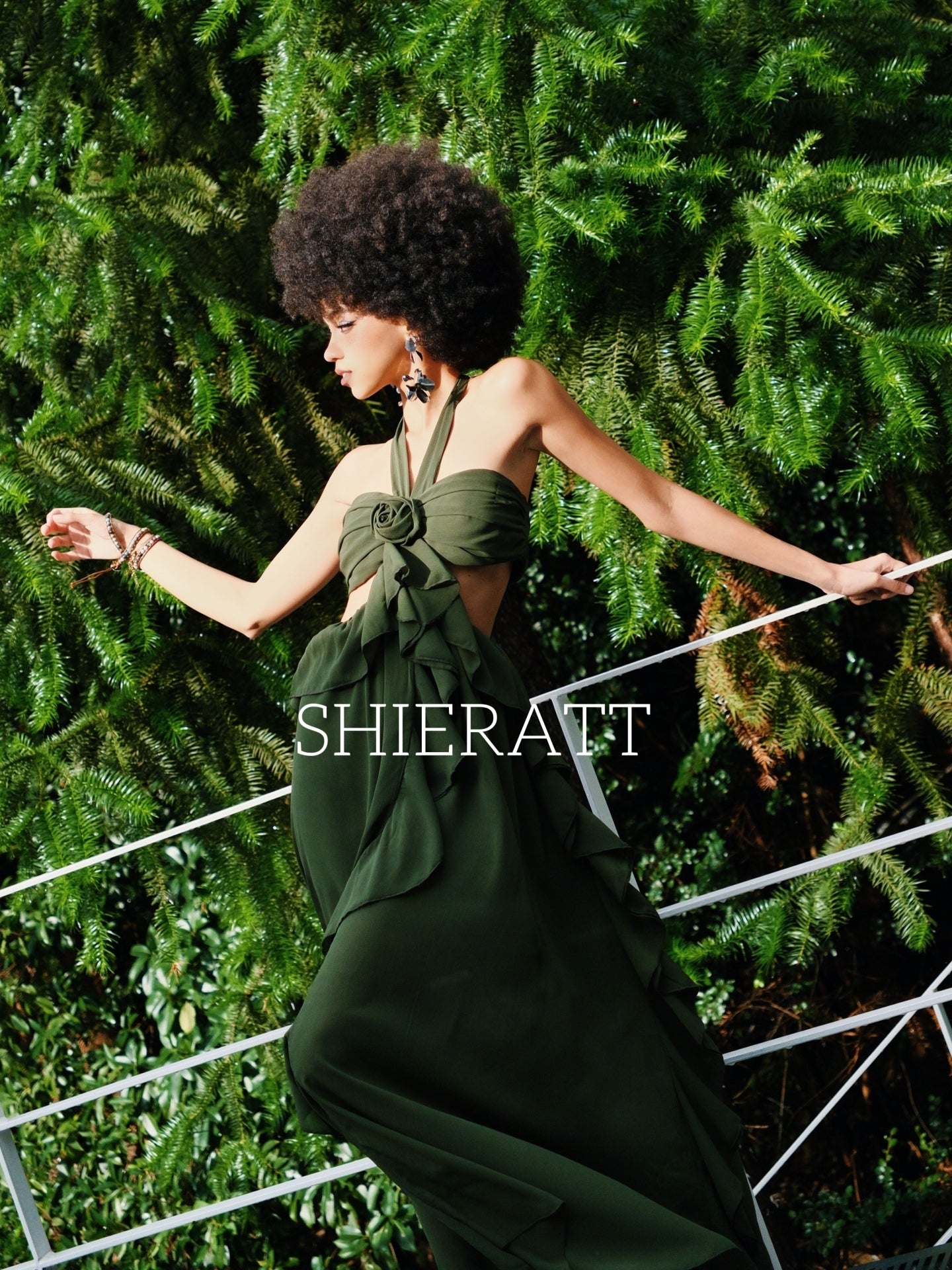 Shieratt Arden Halter-neck Cut-out Flower Maxi Dress