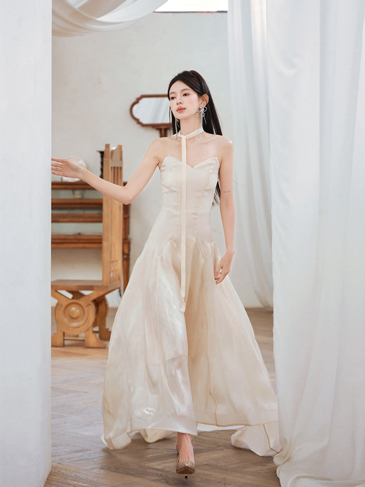 Dollytang Doreen Strapless Satin Maxi Dress