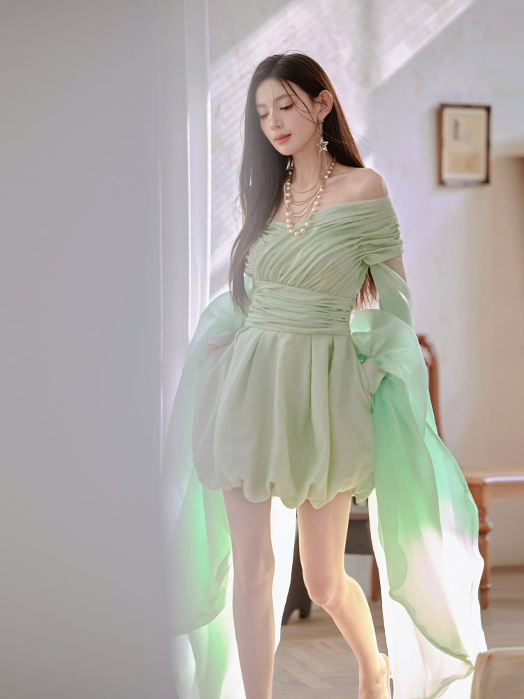 Dollytang Evangeline Off-shoulder Long Sleeve Plisse Mini Dress dollytang Dollytang Evangeline Off-shoulder Long Sleeve Plisse Mini Dress dollytang