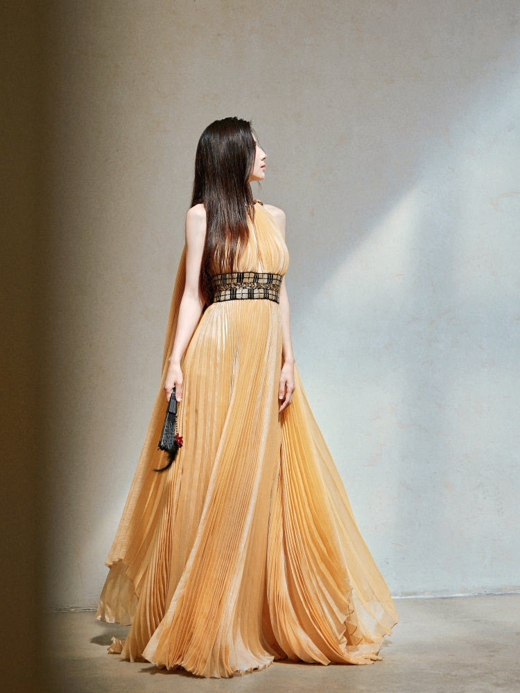 Dollytang Page Pleated Chiffon Maxi Dress