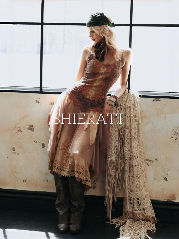 Shieratt Dipali Spaghetti Embroidered  Midi Dress