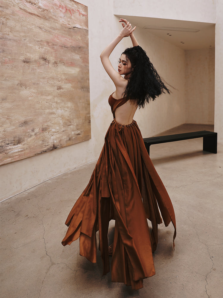 新品未開封　Betty layered check dress brown Layered check-patched wool shirt dress | Onlineshop