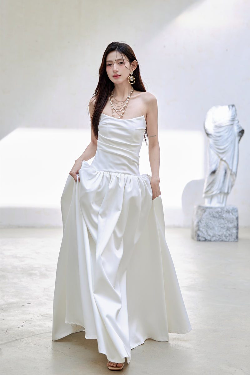 Dollytang Prudence Strapless Satin Maxi Dress