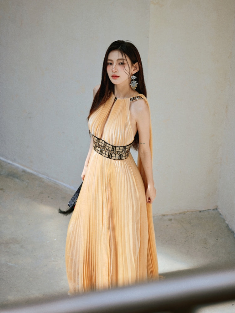 Dollytang Page Pleated Chiffon Maxi Dress